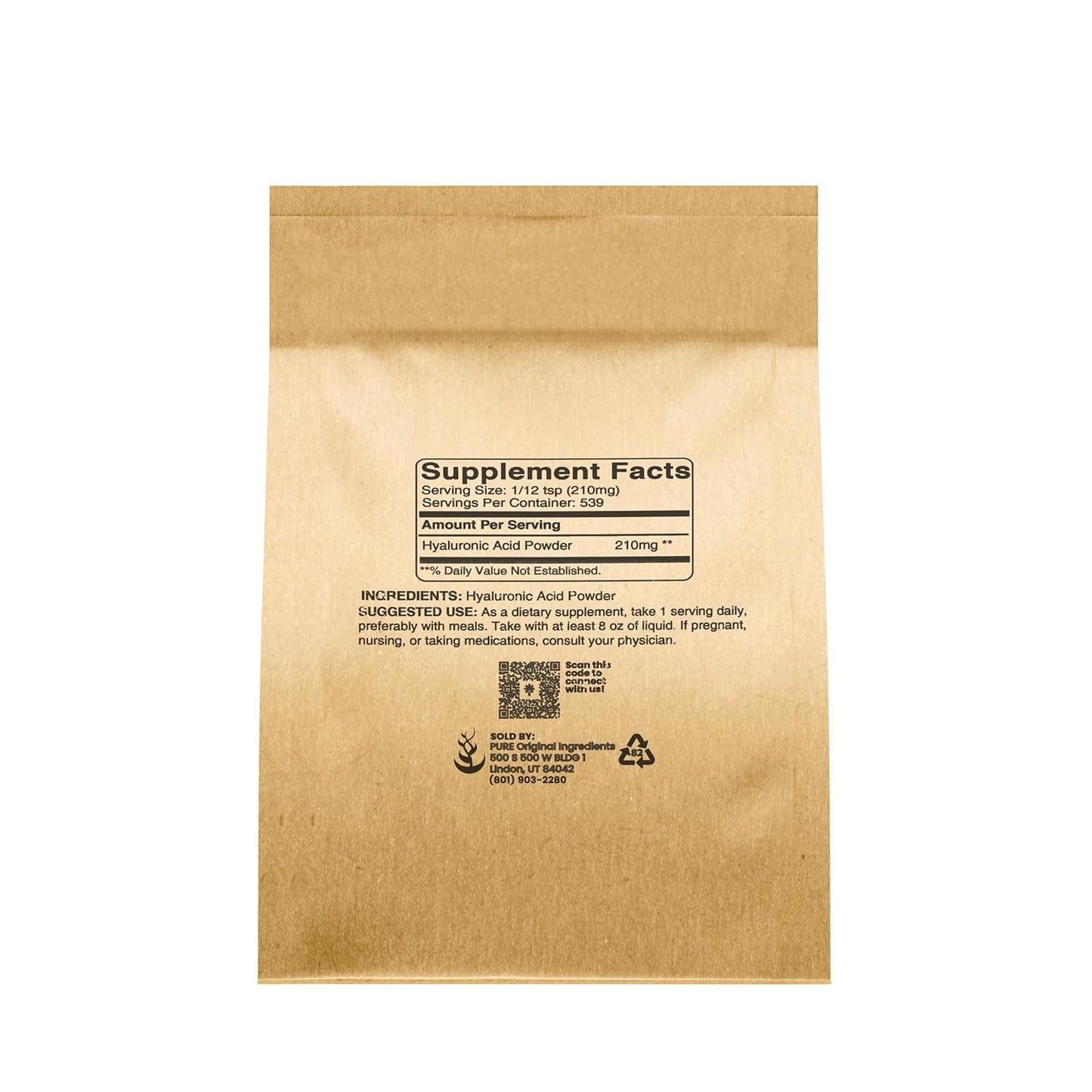 4oz Hyaluronic Acid Fine Powder - Pure Original Ingredients - Water Soluble