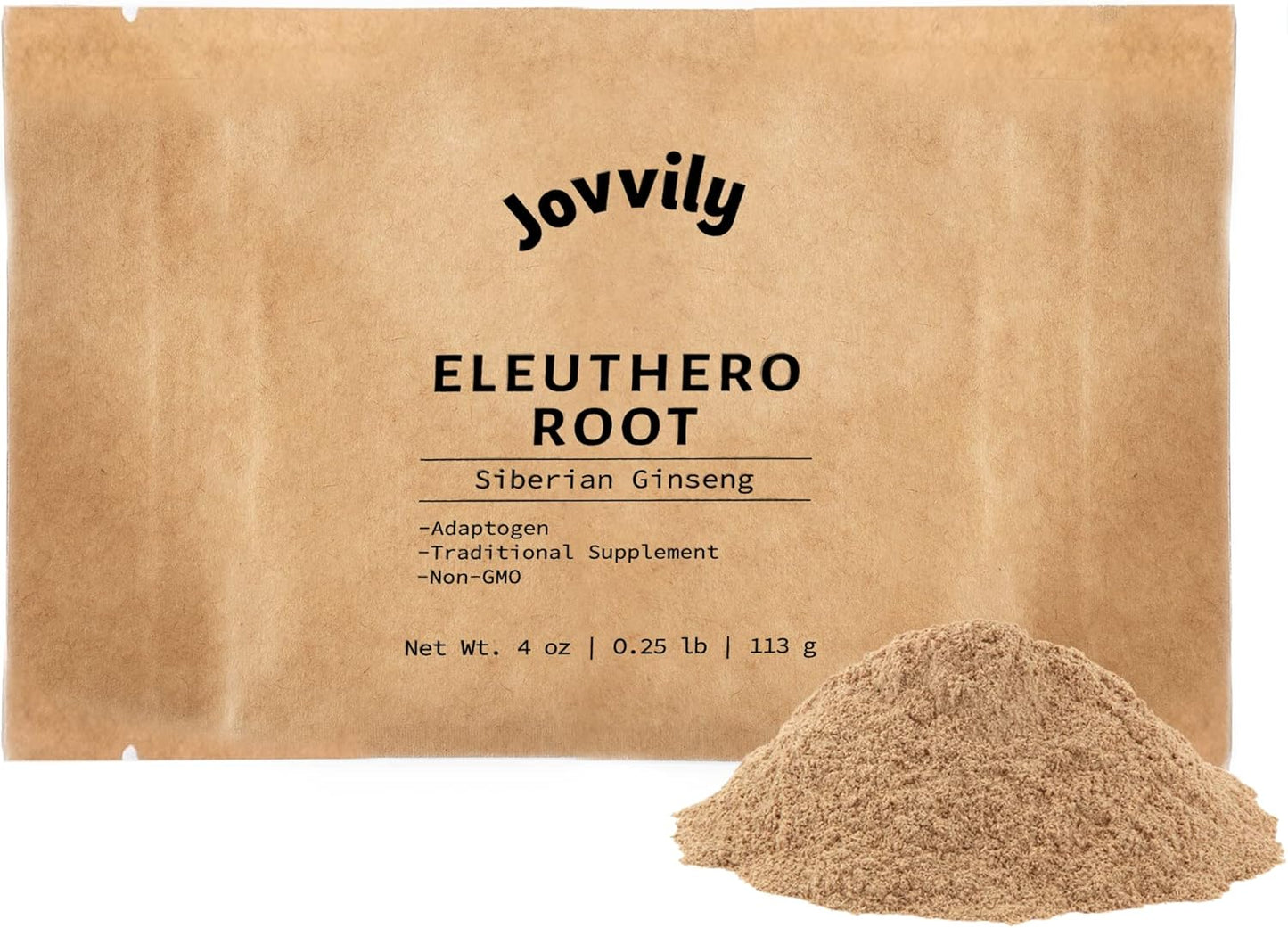 4oz Jovvily Eleuthero Root Extract Powder - Siberian Ginseng - Adaptogen - Non-GMO - Herbal Supplement