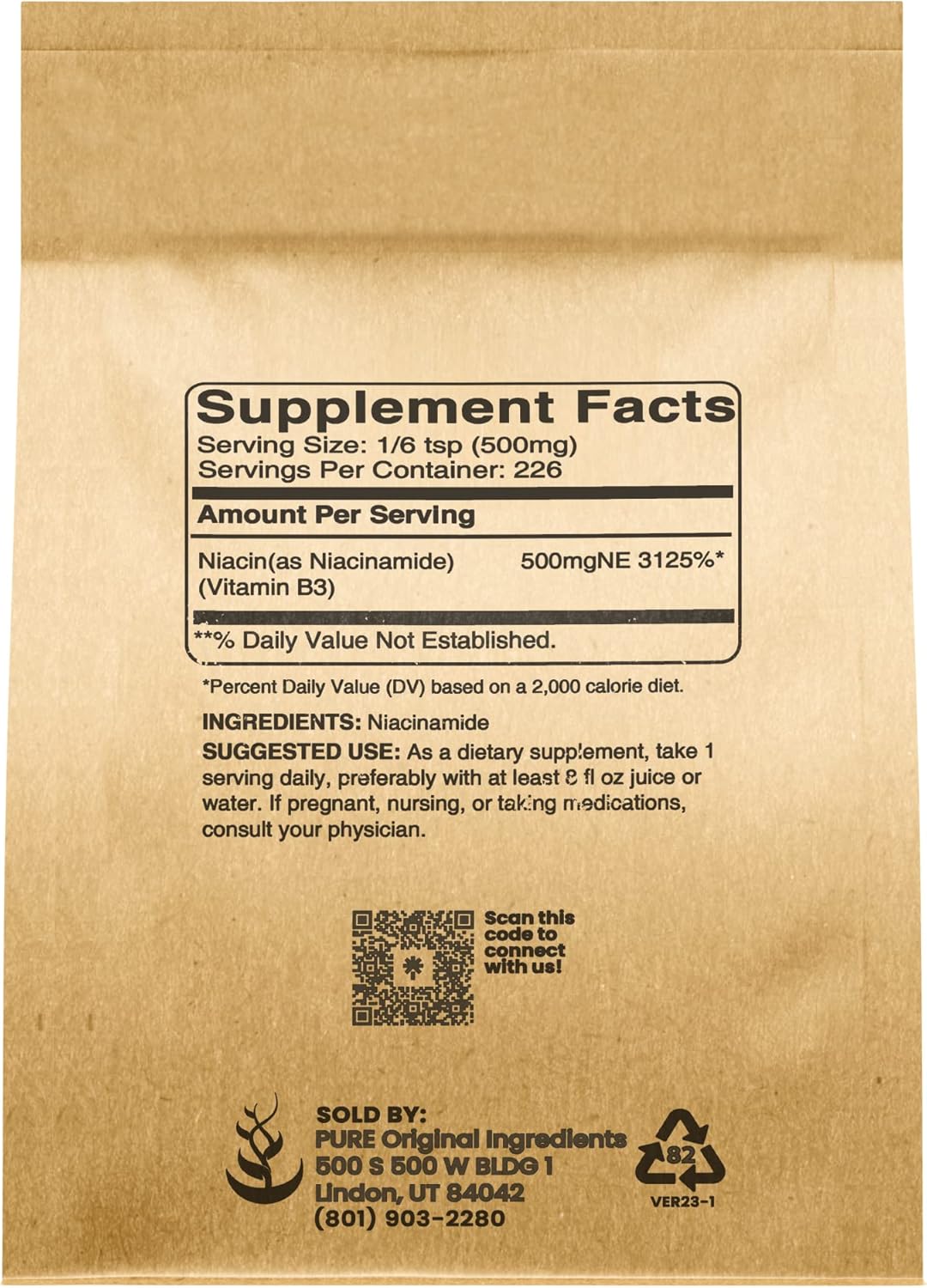 4oz Niacinamide with Pure Original Ingredients - Flush-Free & Gluten-Free