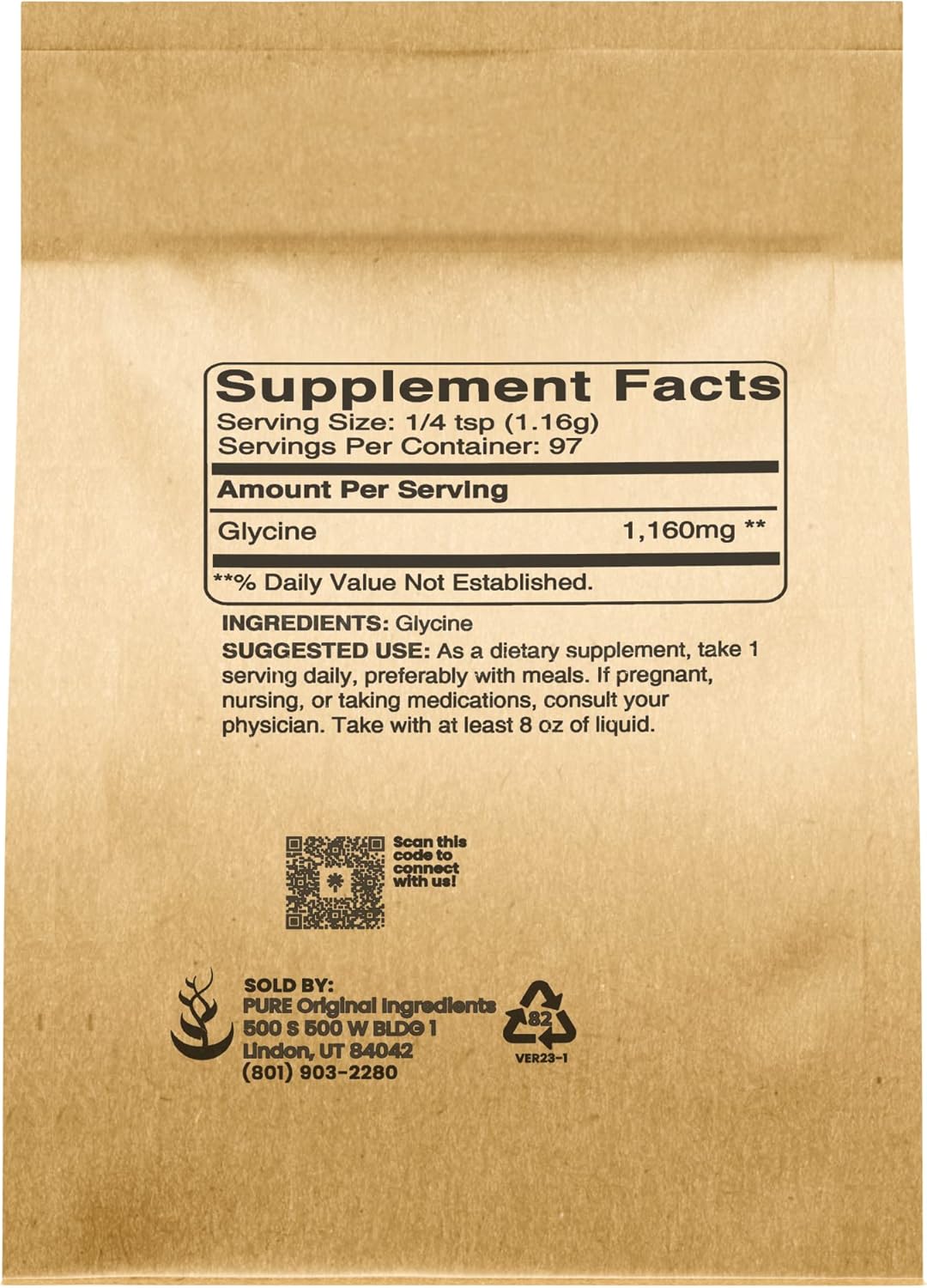 4oz Non-GMO Glycine Powder - Pure Original Ingredient for Amino Acid Boost