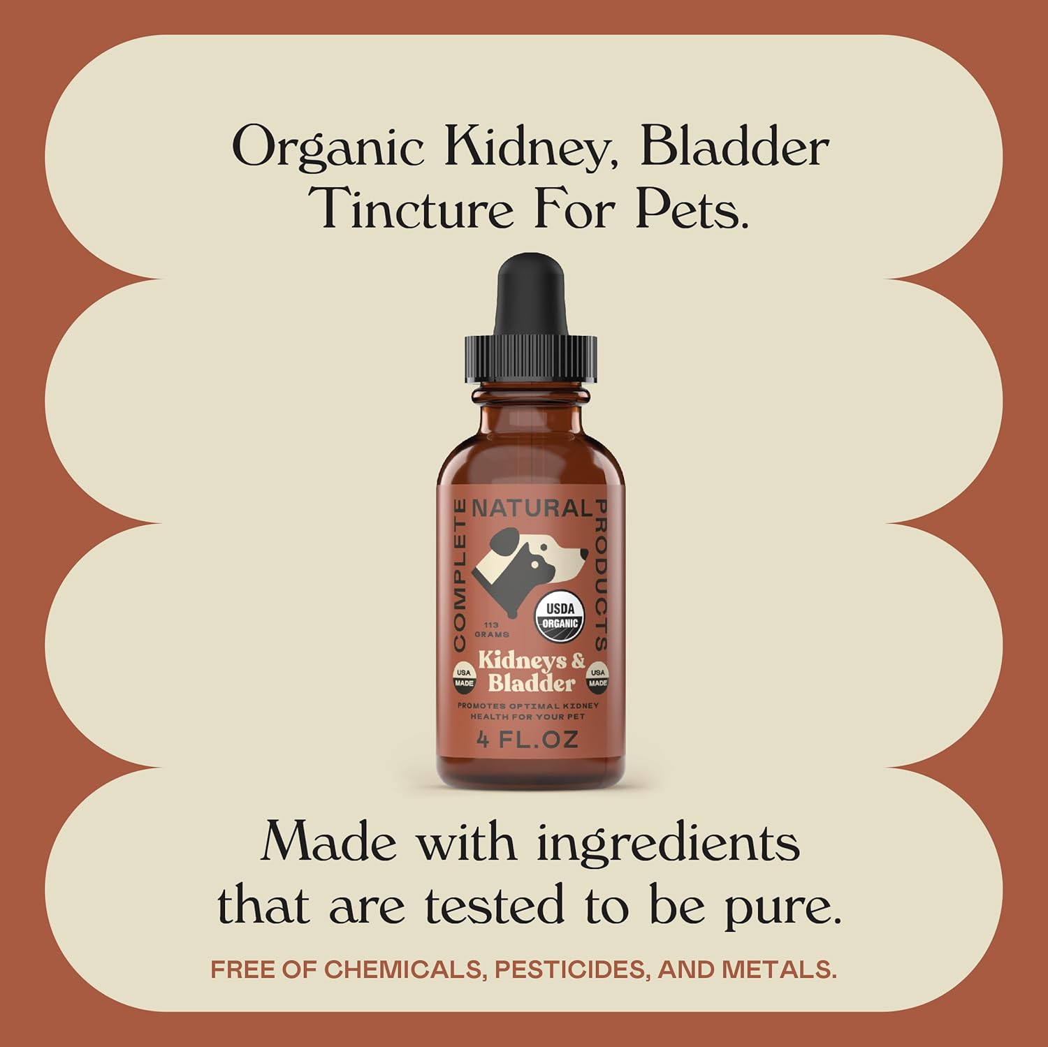 4oz Pure Organic Kidney & Bladder Concentrate for Pets - Complete Natural Products