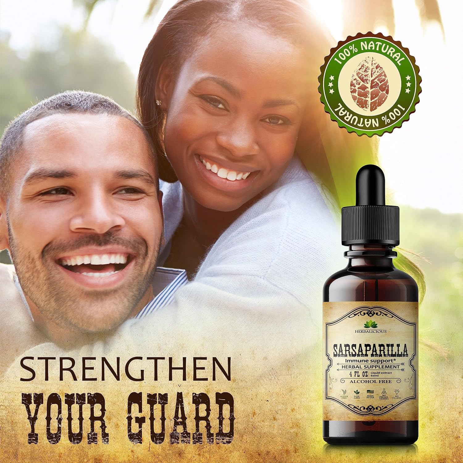 4oz Sarsaparilla Extract - Herbal Supplement for Immunity & Skin - Non-GMO, Gluten-Free - Made in USA