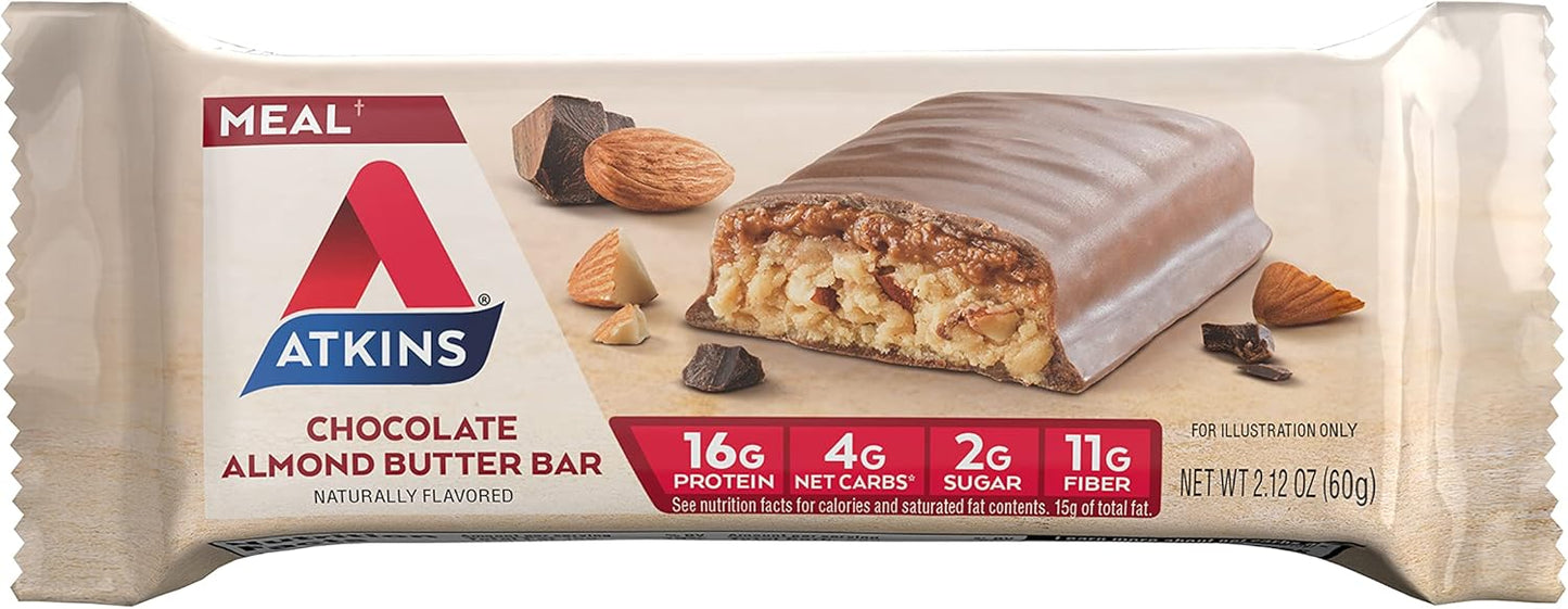 5 Count Atkins Endulge Chocolate Caramel Mousse Bar & Chocolate Almond Butter Protein Meal Bar - Low Sugar, High Fiber, Keto Friendly