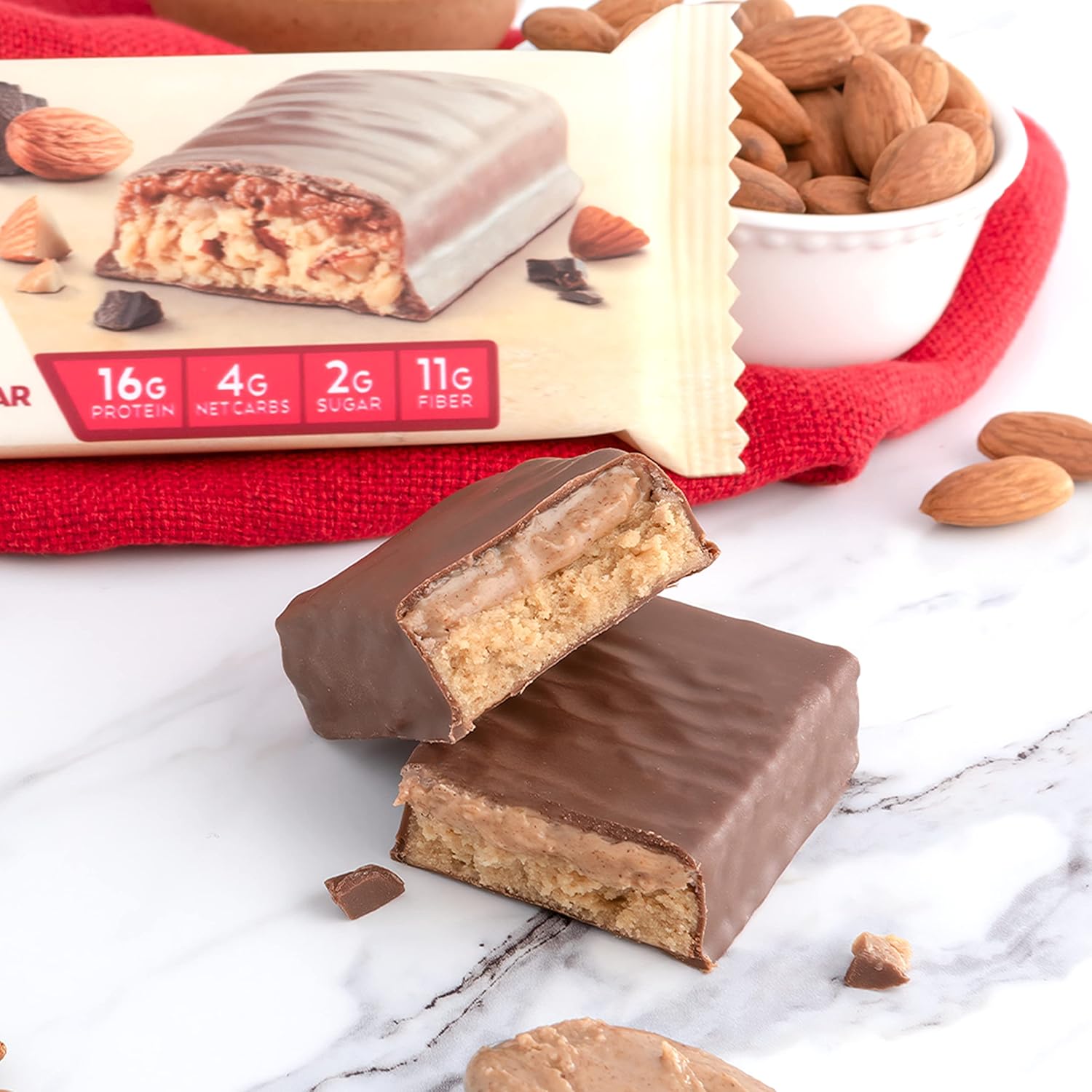 5 Count Atkins Endulge Chocolate Caramel Mousse Bar & Chocolate Almond Butter Protein Meal Bar - Low Sugar, High Fiber, Keto Friendly