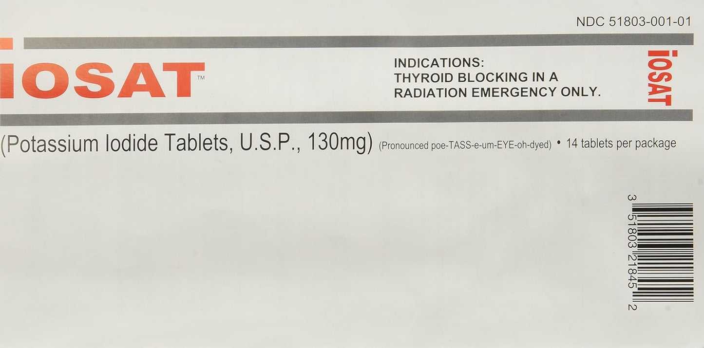 5 Count of IOSAT 130 mg Potassium Iodide Tablets for Radiation Protection