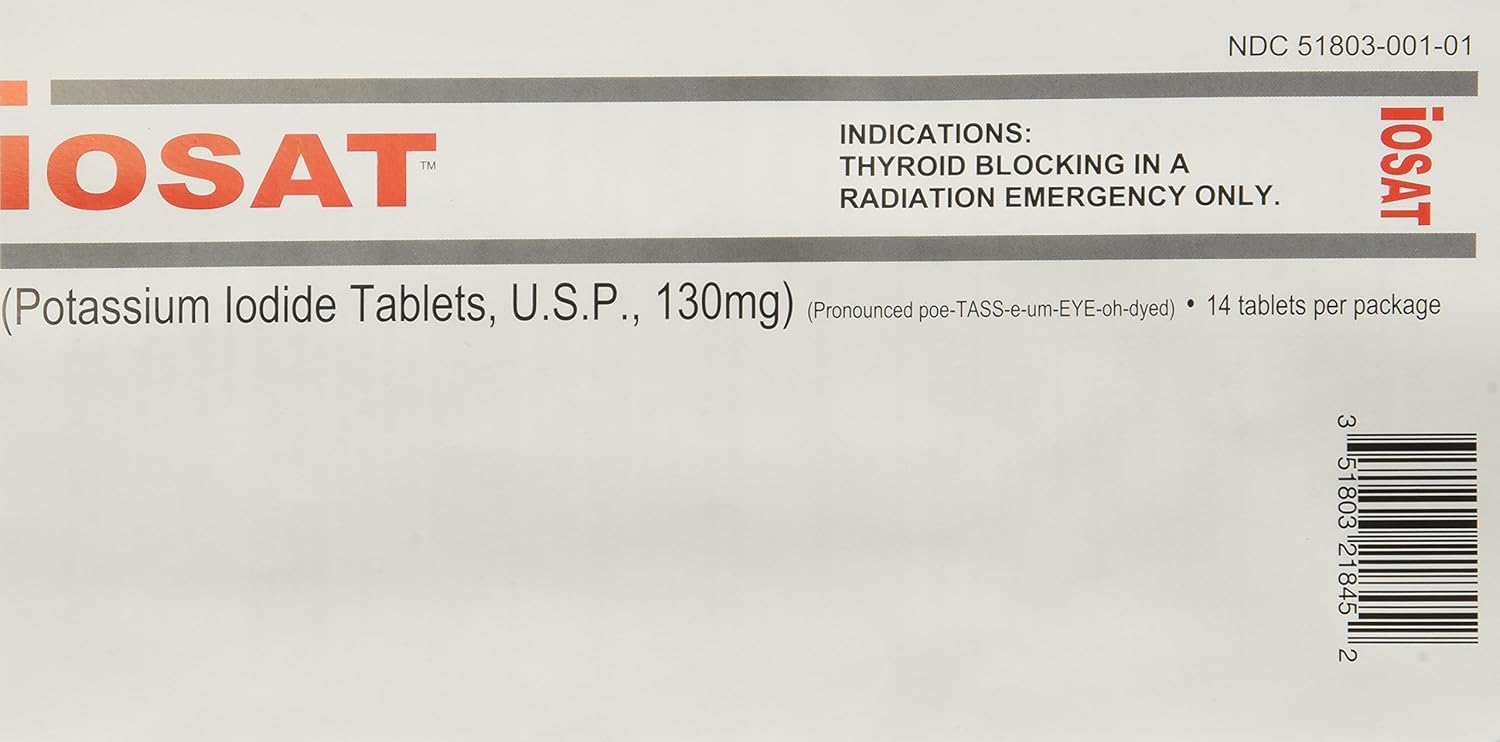 5 Count of IOSAT 130 mg Potassium Iodide Tablets for Radiation Protection