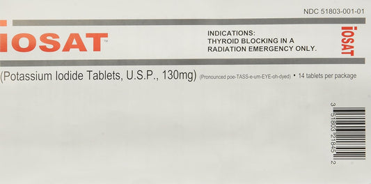 5 Count of IOSAT 130 mg Potassium Iodide Tablets for Radiation Protection