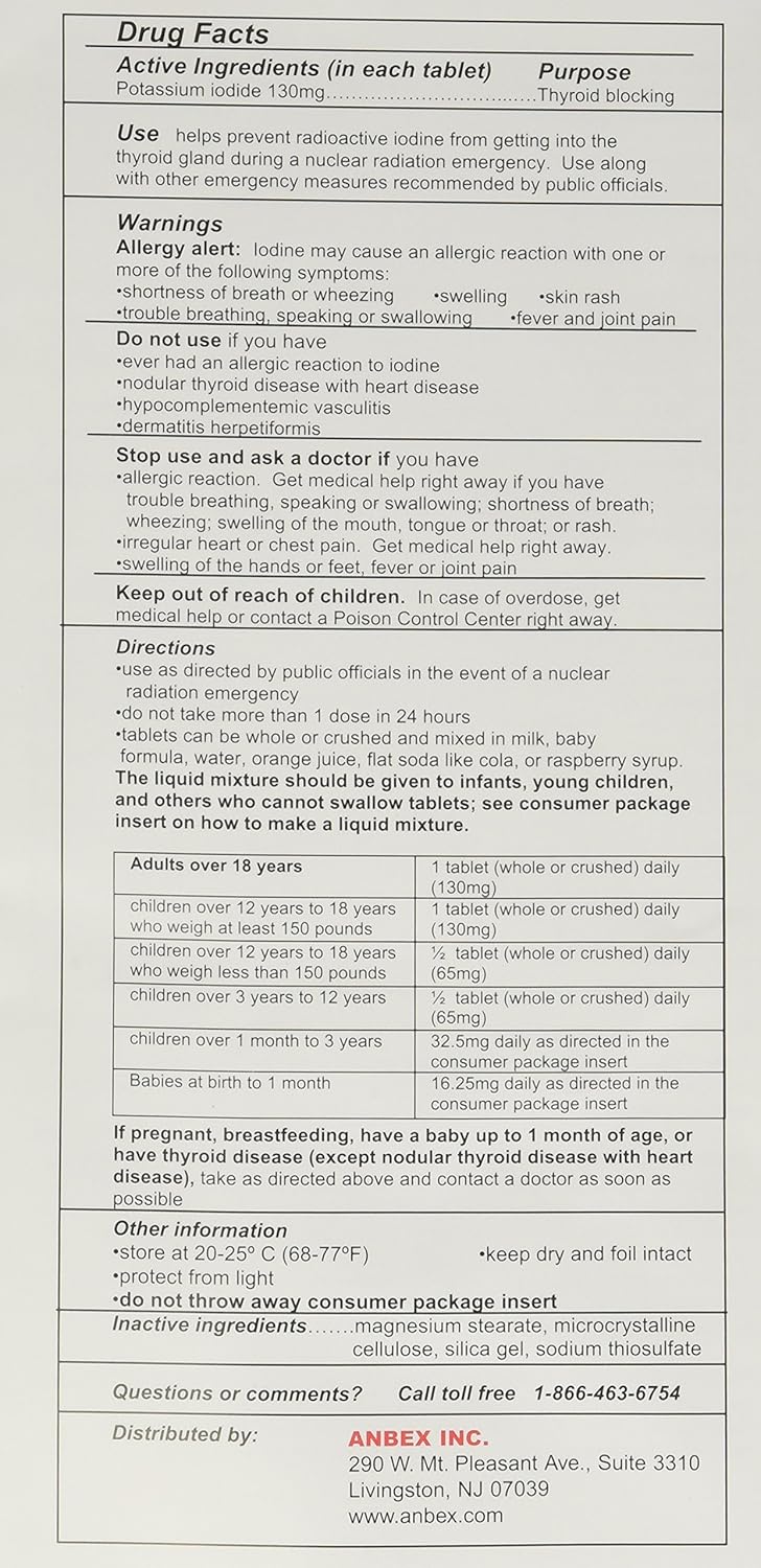 5 Count of IOSAT 130 mg Potassium Iodide Tablets for Radiation Protection
