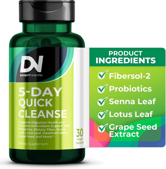 5-Day Colon Cleanse with Probiotics and Dietary Fiber for Fast Gut Support - 30 Capsules - BoostGo Australia