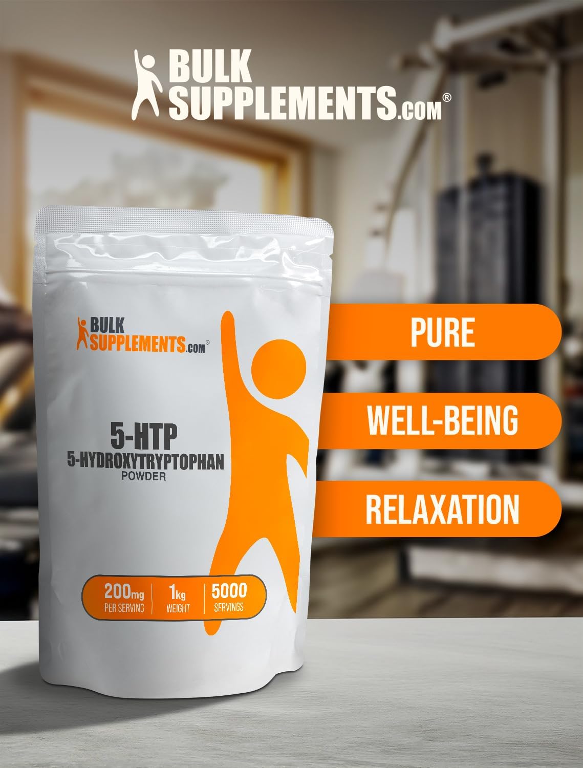 5-HTP Powder 200mg - Mood Support Supplement, Gluten Free - Bulk 5kg (11 lbs), Pack of 5 - 5-Hydroxytryptophan Supplement