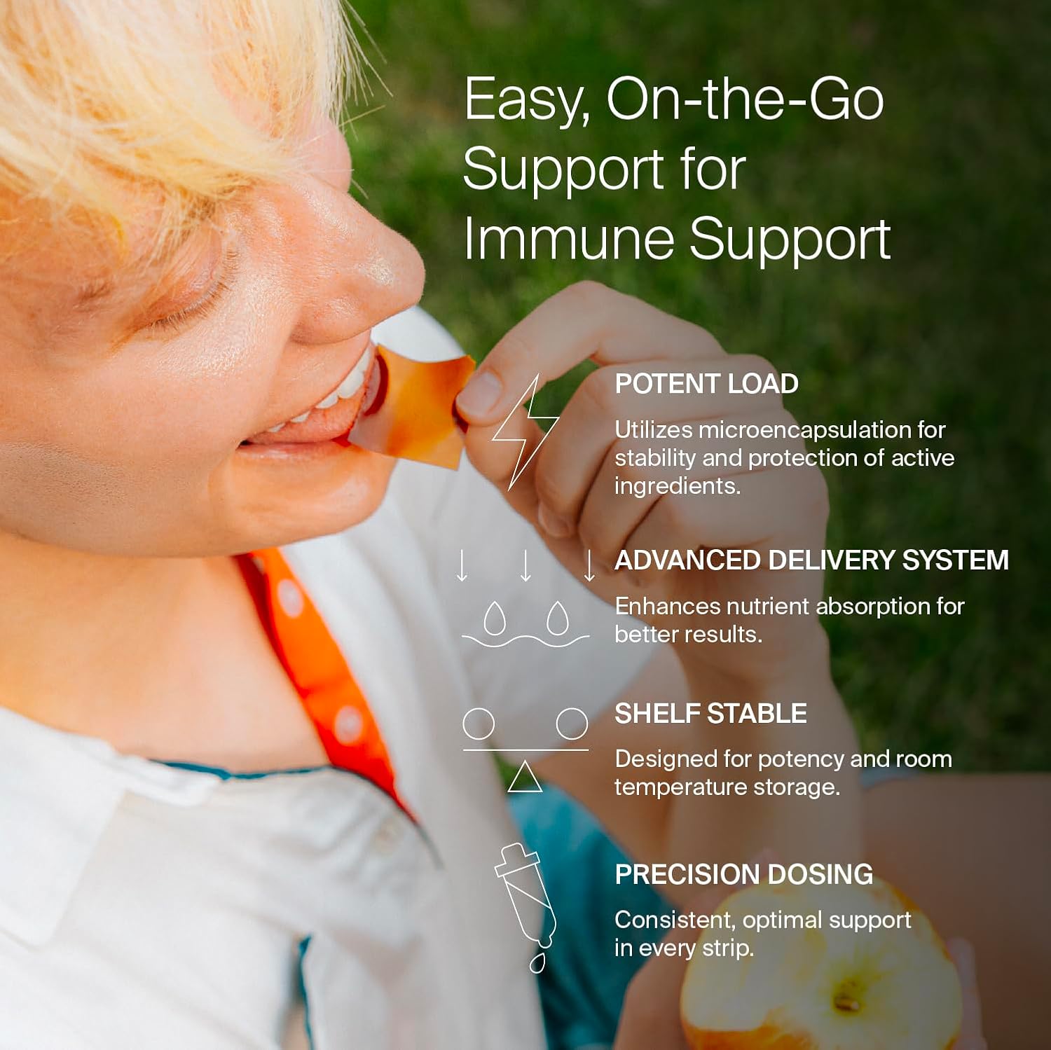 5-in-1 Immune Health Oral Supplement Strips with Vitamin C, D, Zinc, Elderberry - 30 ct