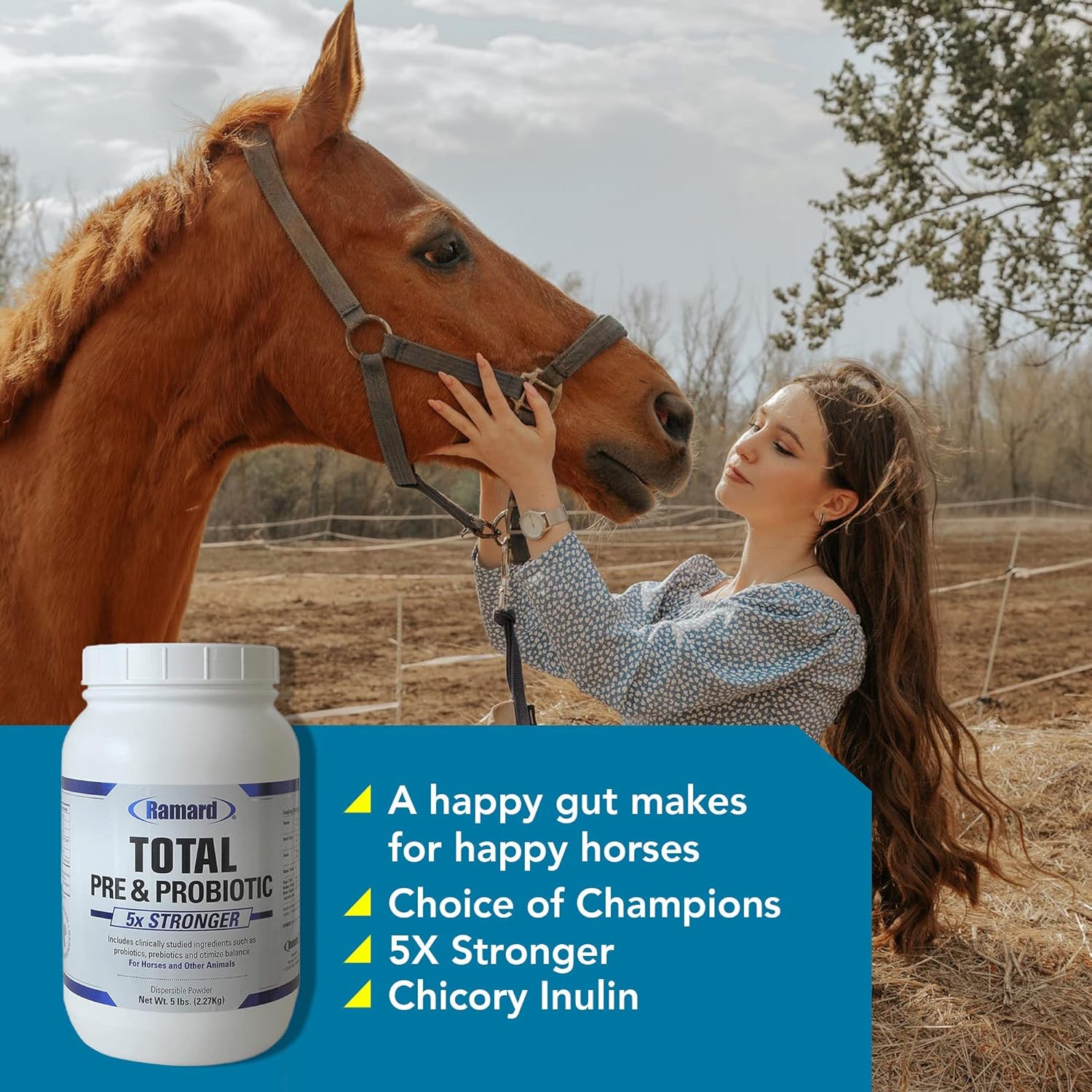 5 lb Jar of Ramard Total Prebiotic & Probiotic Equine Formula for Optimal Gut Health and Nutrient Absorption in Horses and Livestock