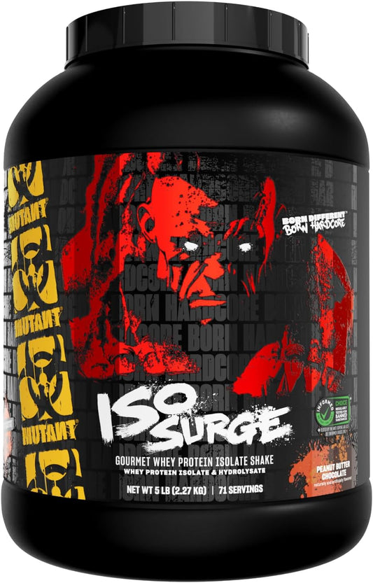 5 lb Mutant ISO Surge Whey Protein Isolate Powder for Muscle Recovery and Growth - Peanut Butter Chocolate Flavor