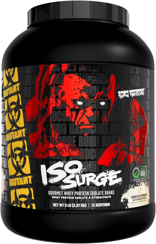 5 lb Mutant ISO Surge Whey Protein Isolate Powder for Fast Recovery, Muscle Building, and Strength - Cookies & Cream Flavor