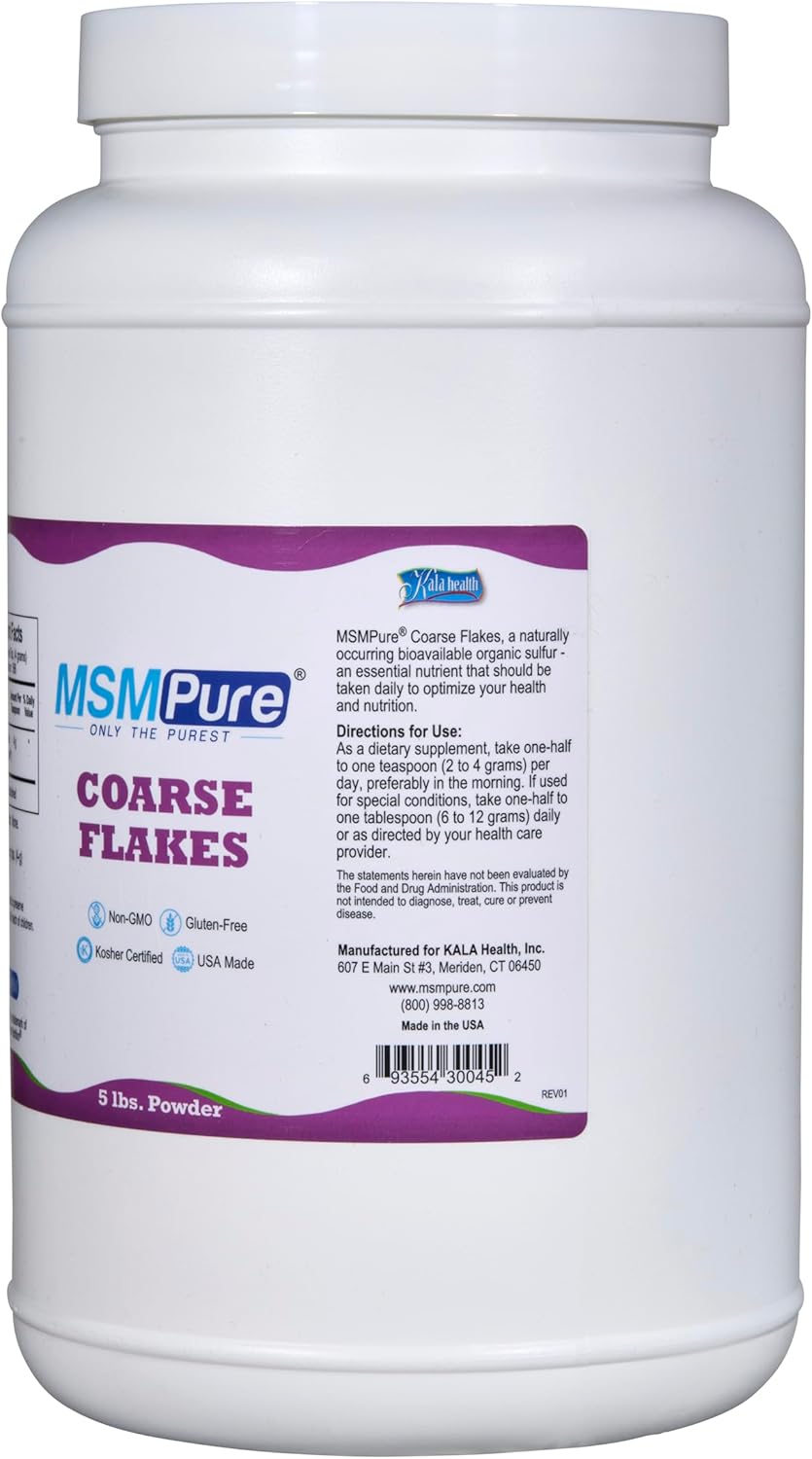5 lb USA Made Organic Sulfur MSM Powder Flakes for Joint Flexibility & Skin Appearance