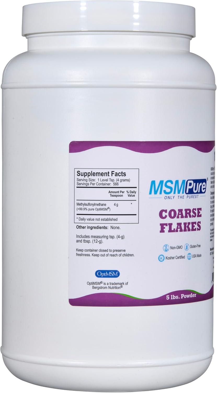 5 lb USA Made Organic Sulfur MSM Powder Flakes for Joint Flexibility & Skin Appearance