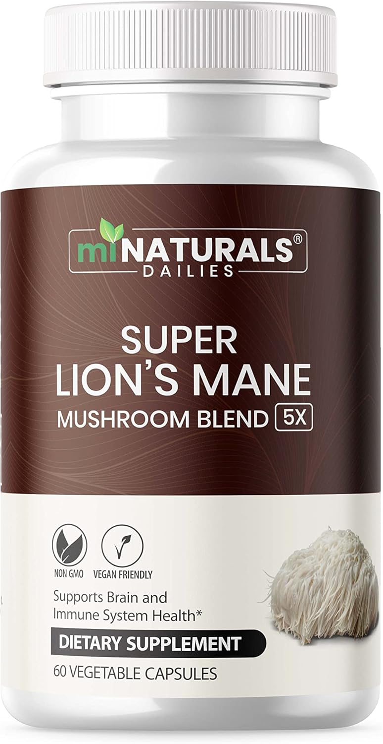 5 Mushroom Complex Supplement Capsules for Immune System & Brain Health with Lions Mane, Chaga, Reishi, Shiitake, Maitake Extracts