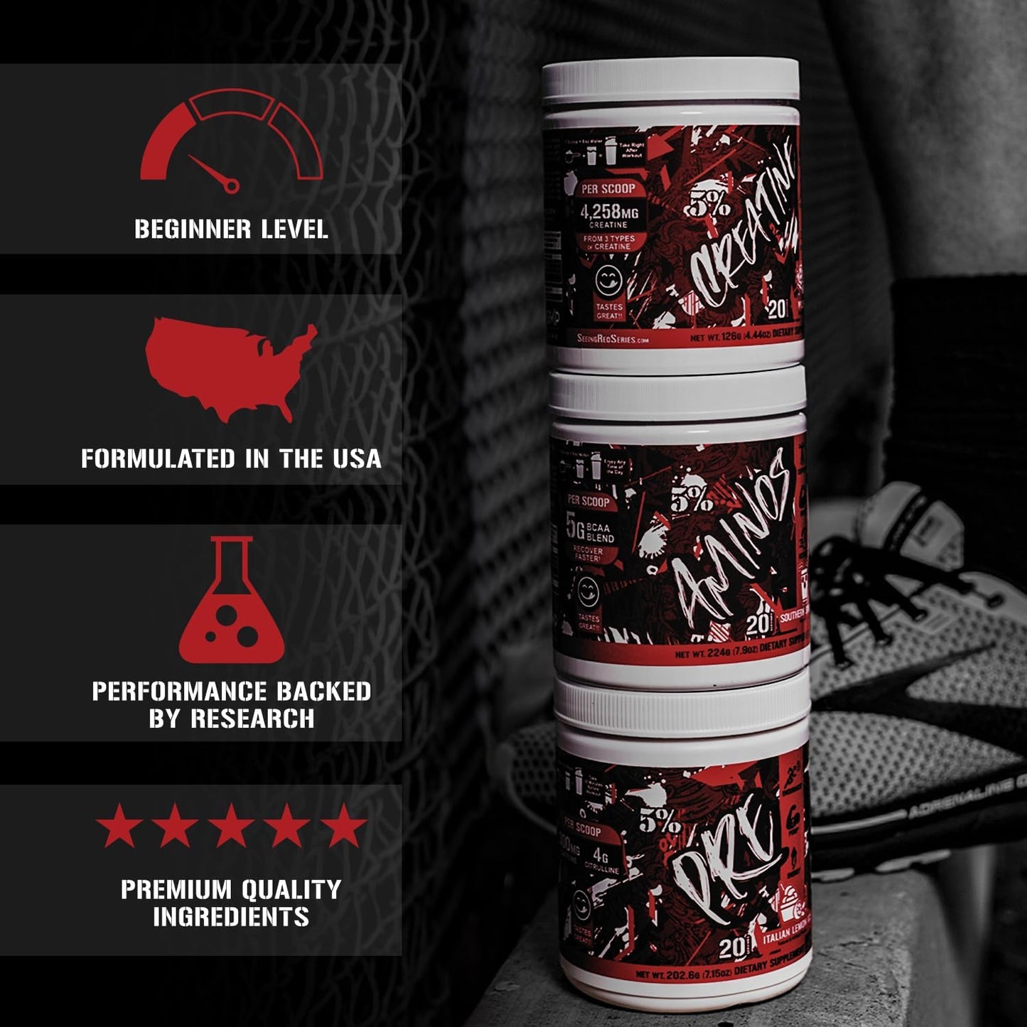 5% Nutrition Code Red Aminos BCAA & EAA Powder - Full Spectrum Post Workout Recovery Drink for Men & Women - Southern Sweet Tea Flavor