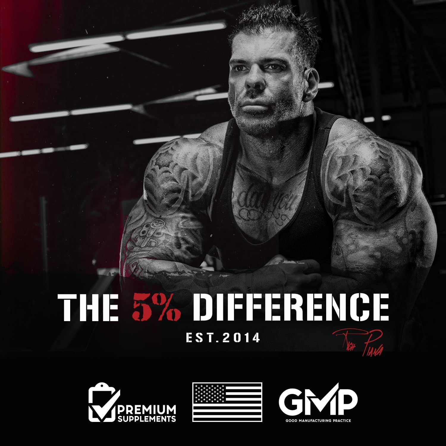 5% Nutrition Rich Piana AllDayYouMay BCAA Powder - Premium Blend for Workout Recovery & Support -15.87 oz, 30 Servings
