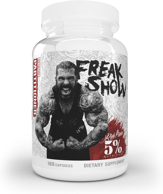 5% Nutrition Rich Piana Freak Show Muscle Builder Supplement 180 Capsules - Berberine, Gymnema Sylvestre, Banaba Powder - 30 Day Supply