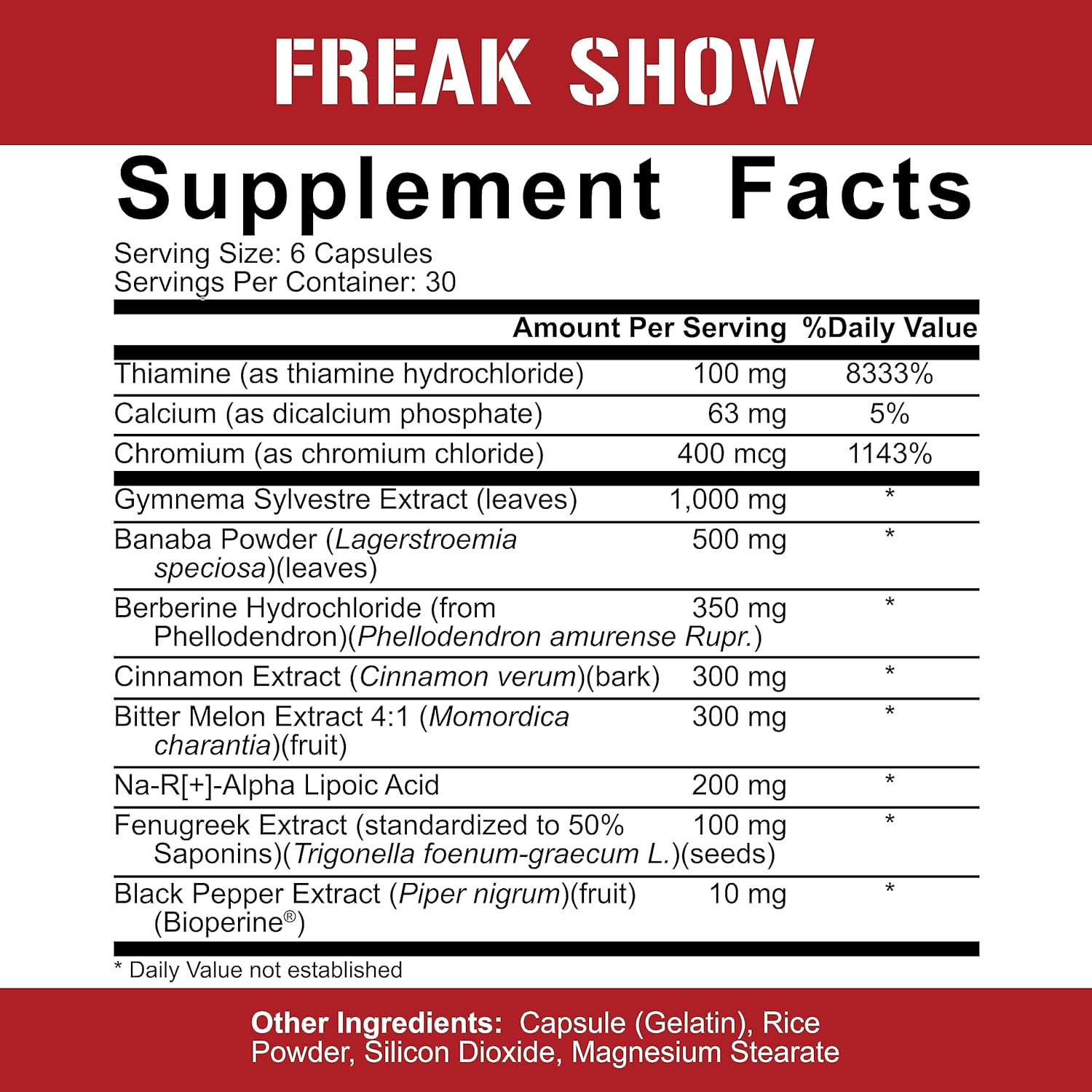 5% Nutrition Rich Piana Freak Show Muscle Builder Supplement 180 Capsules - Berberine, Gymnema Sylvestre, Banaba Powder - 30 Day Supply