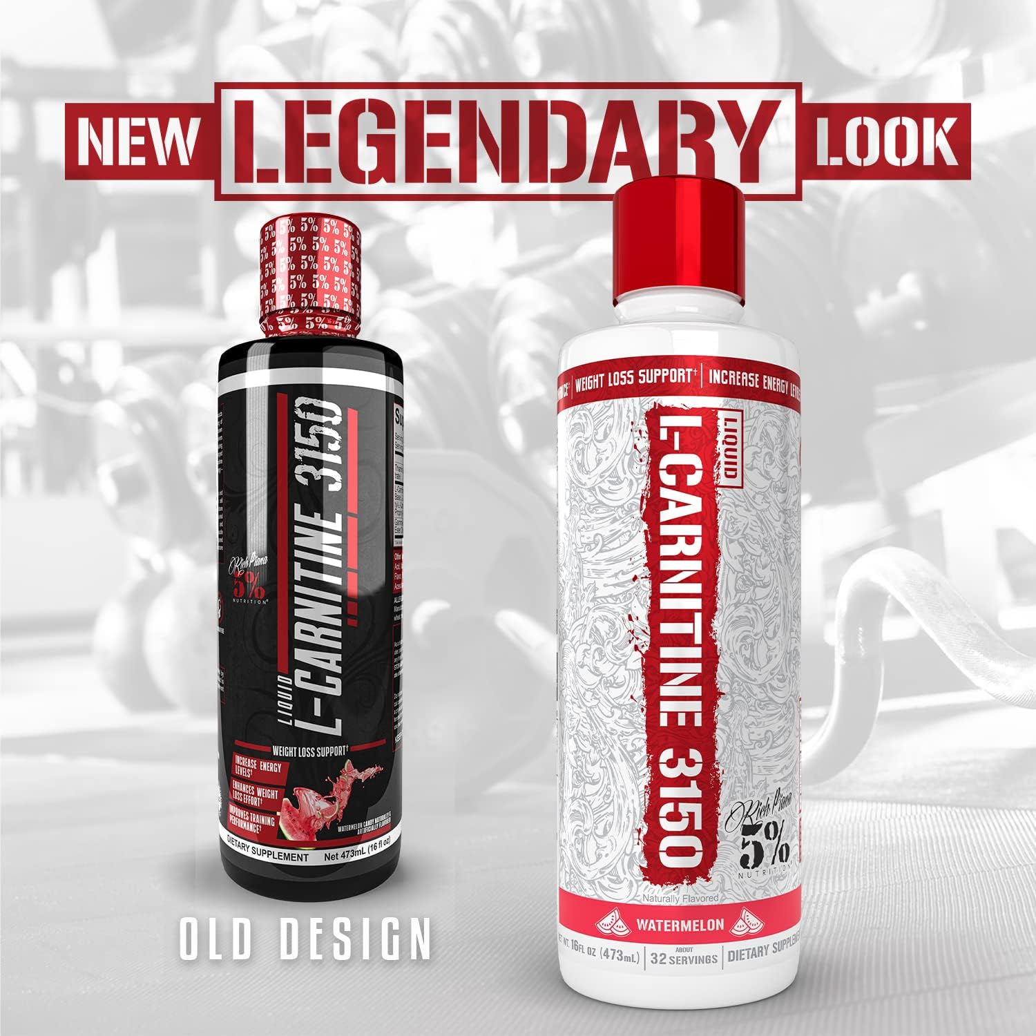 5% Nutrition Rich Piana Liquid L-Carnitine 3150: Premium 4 Source Blend with GBB for Enhanced Performance (Watermelon Candy Flavor)