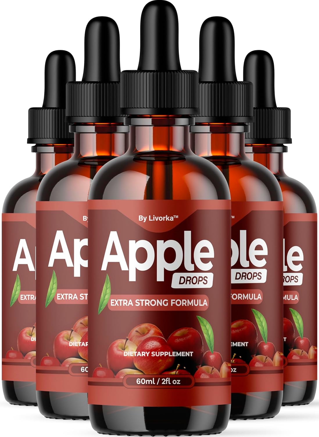 5-Pack Apple Drops Liquid Oral Supplement - Premium Formula for Apple Support - All Natural AppleDrops - 5 Bottles for 5 Months