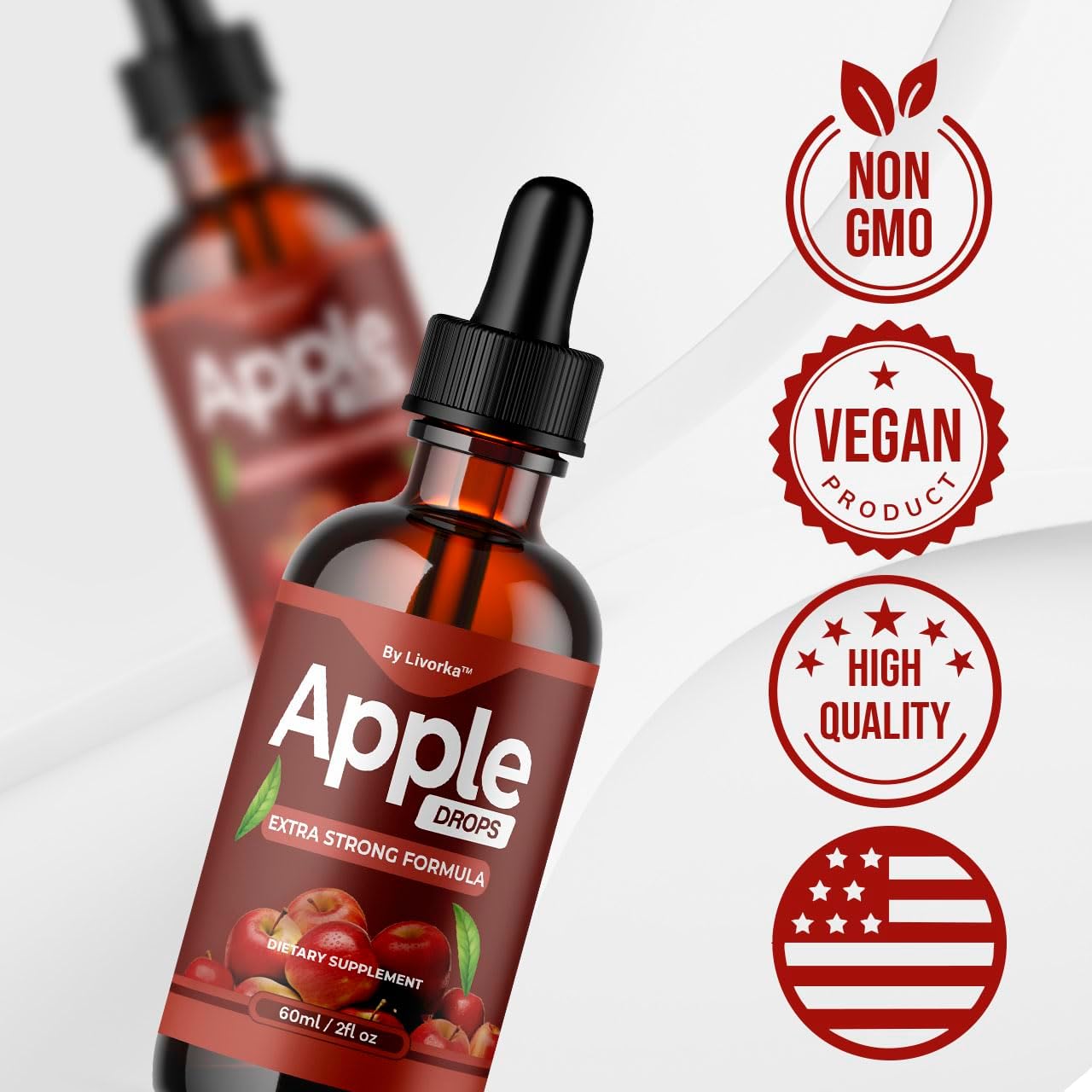 5-Pack Apple Drops Liquid Oral Supplement - Premium Formula for Apple Support - All Natural AppleDrops - 5 Bottles for 5 Months