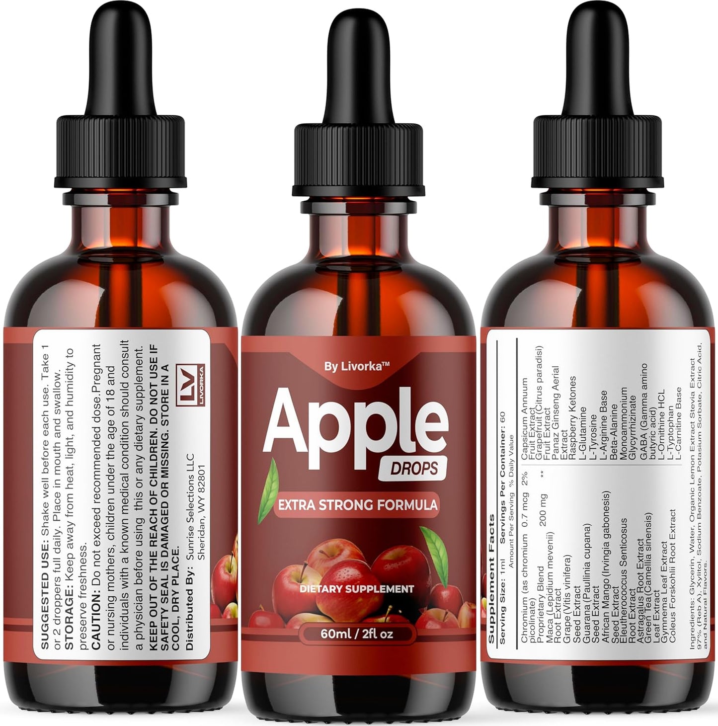 5-Pack Apple Drops Liquid Oral Supplement - Premium Formula for Apple Support - All Natural AppleDrops - 5 Bottles for 5 Months
