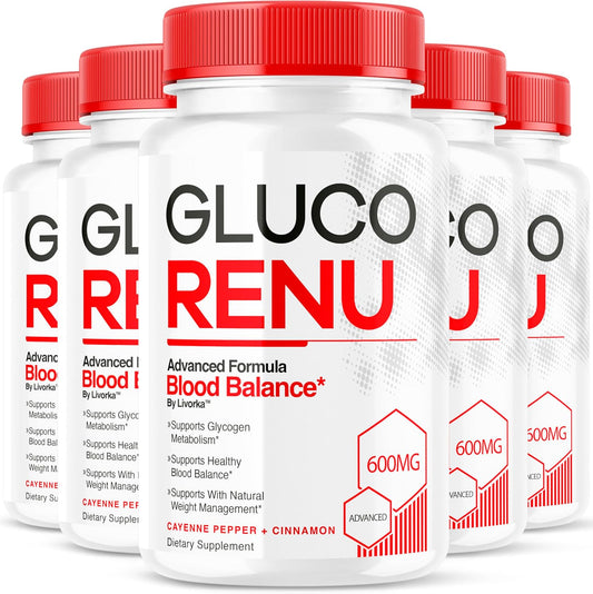 5 Pack Gluco Renu Capsules - Official Supplement for Glucose Support, 150 Capsules for 5 Months