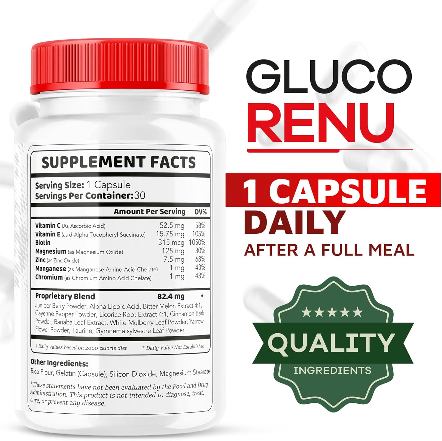 5 Pack Gluco Renu Capsules - Official Supplement for Glucose Support, 150 Capsules for 5 Months