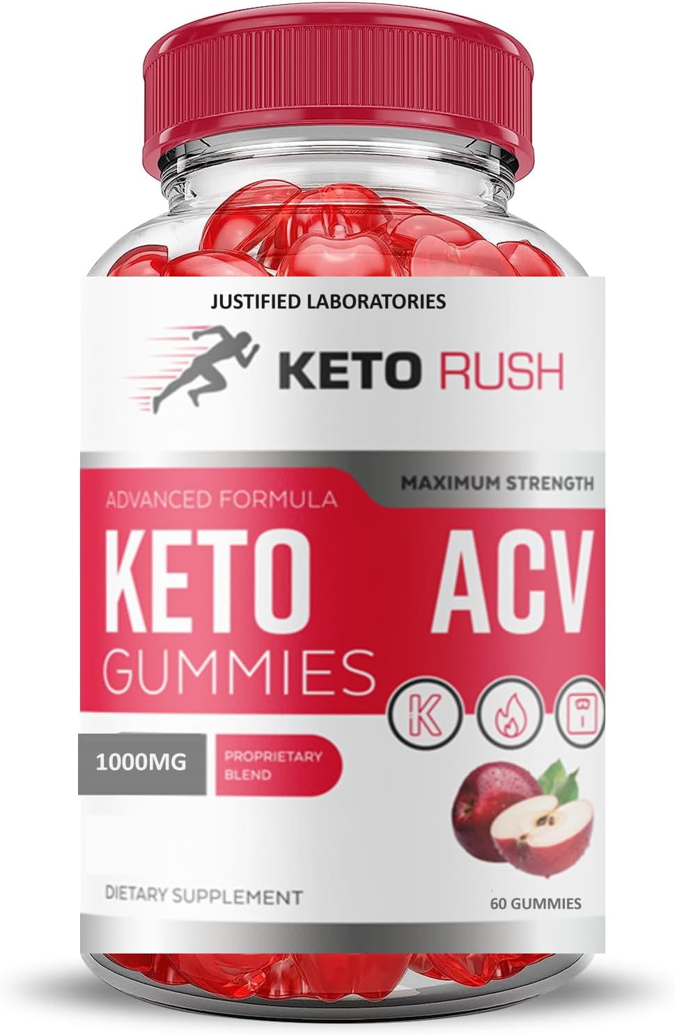 5 Pack Keto Rush Keto ACV Gummies - Advanced Formula 1000MG with Pomegranate Beet Juice Powder - Vegan & Non GMO - 300 Gummies