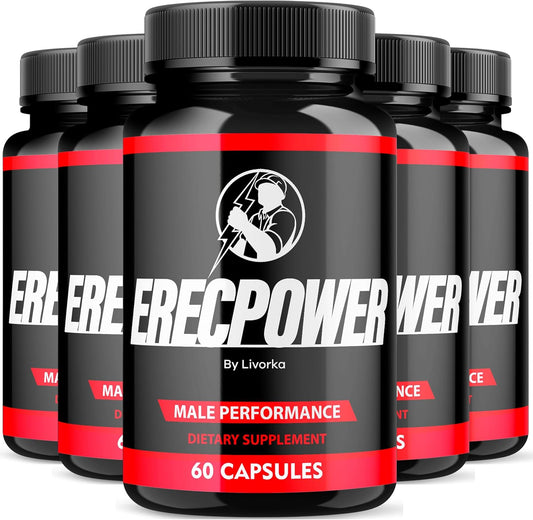 5-Pack LIVORKA Erecpower Capsules for Men - Advanced Male Performance Multivitamin Supplement (300 Capsules)