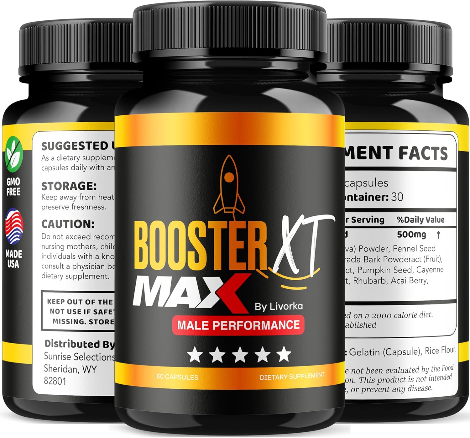 (5 Pack) LIVORKA MAX Strength Men's Booster XT Supplement - 300 Capsules, Reviews & Benefits