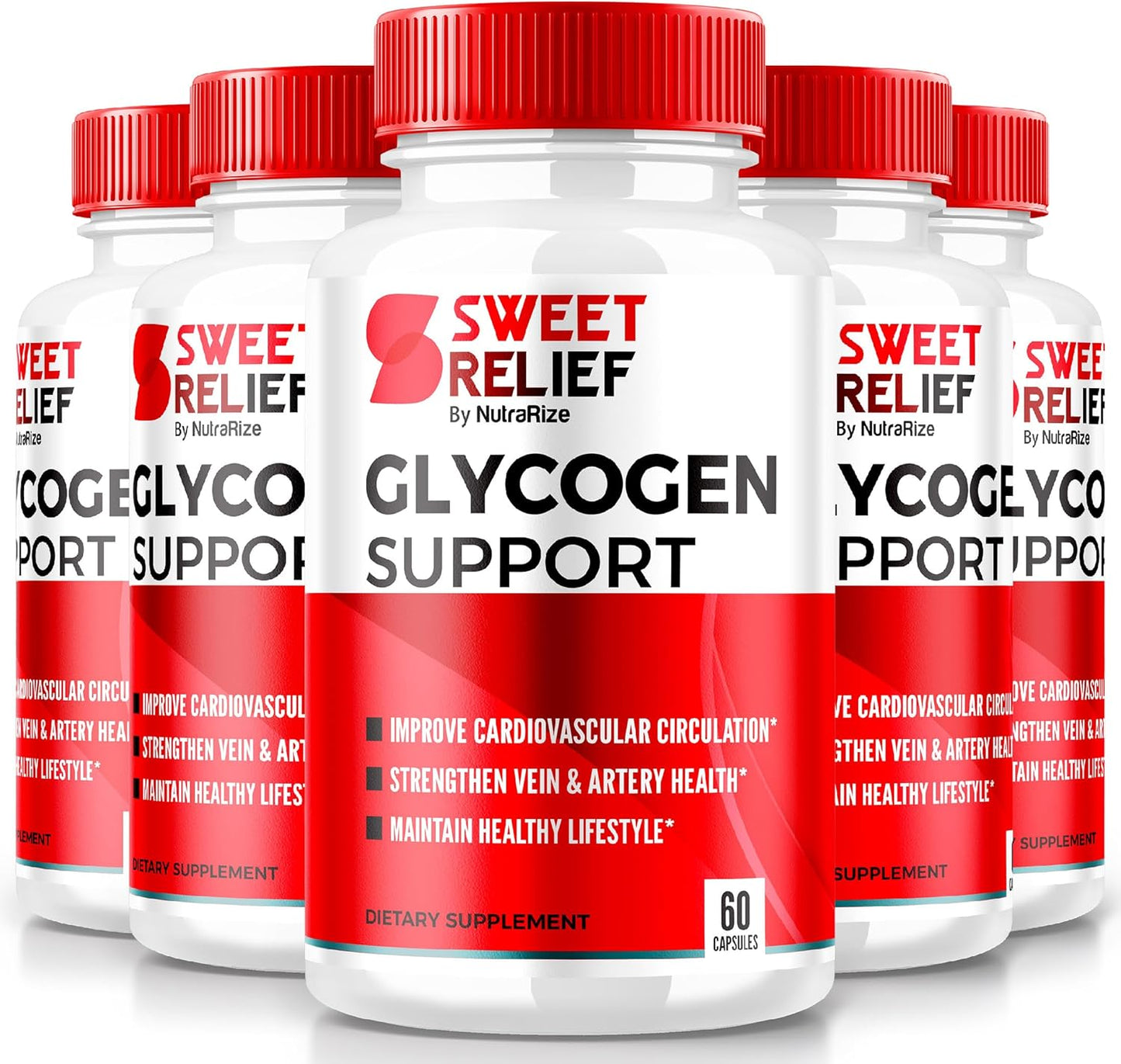5-Pack NutraRize Sweet Relief Glycogen Support Capsules - Advanced Formula for Wellness & Blood Vessel Health (300ct)