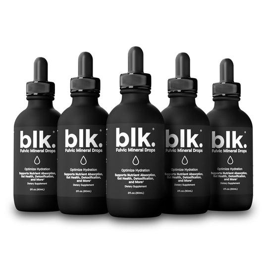 5 Pack of blk. PH 8+ Electrolyte Infused Natural Mineral Alkaline Water Drops with Fulvic & Amino Acids, Zero Sugar - 2oz