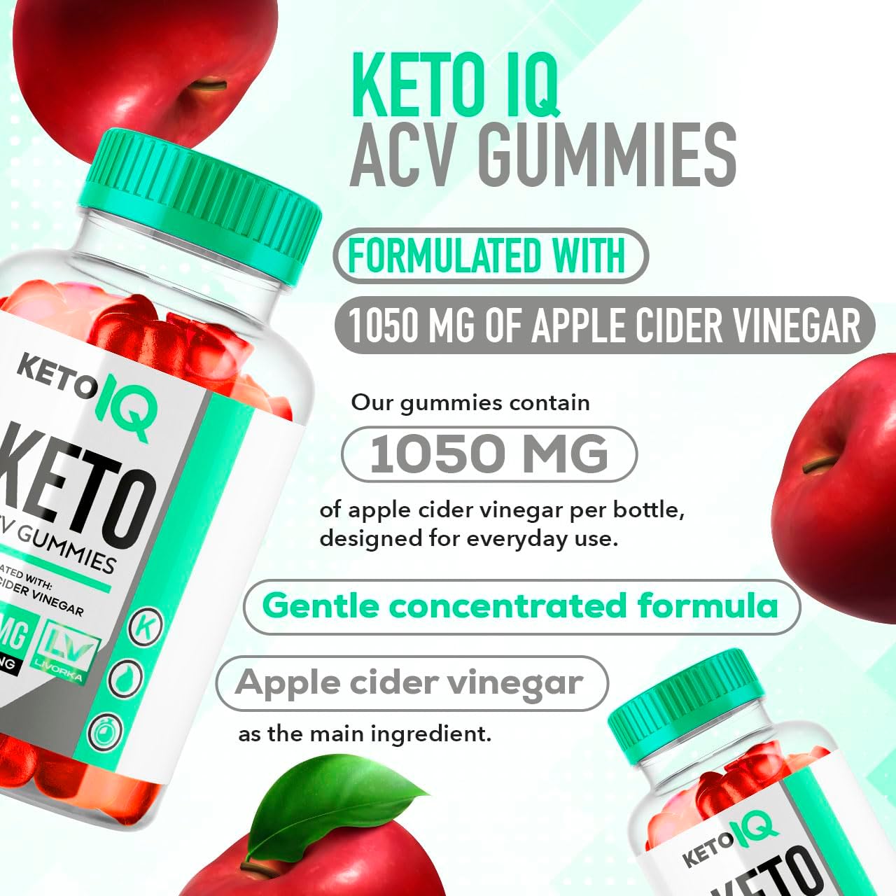 5 Pack of LIVORKA Keto IQ Apple Cider Vinegar Gummies - 300 Gummies