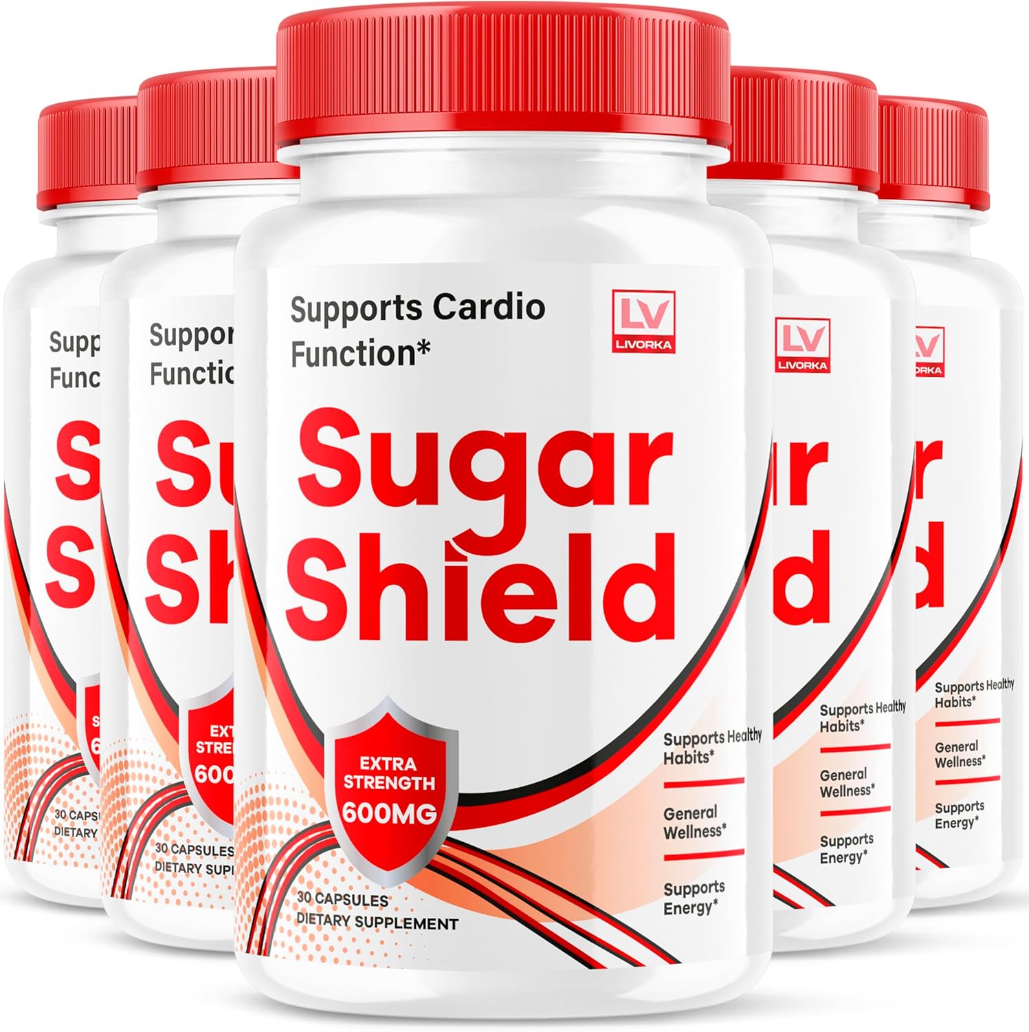 5 Pack Sugar Shield Capsules - All Natural Blood Sugar Support Formula with 150 Capsules - Reviews