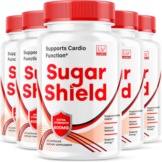 5 Pack Sugar Shield Capsules - All Natural Blood Sugar Support Formula with 150 Capsules - Reviews