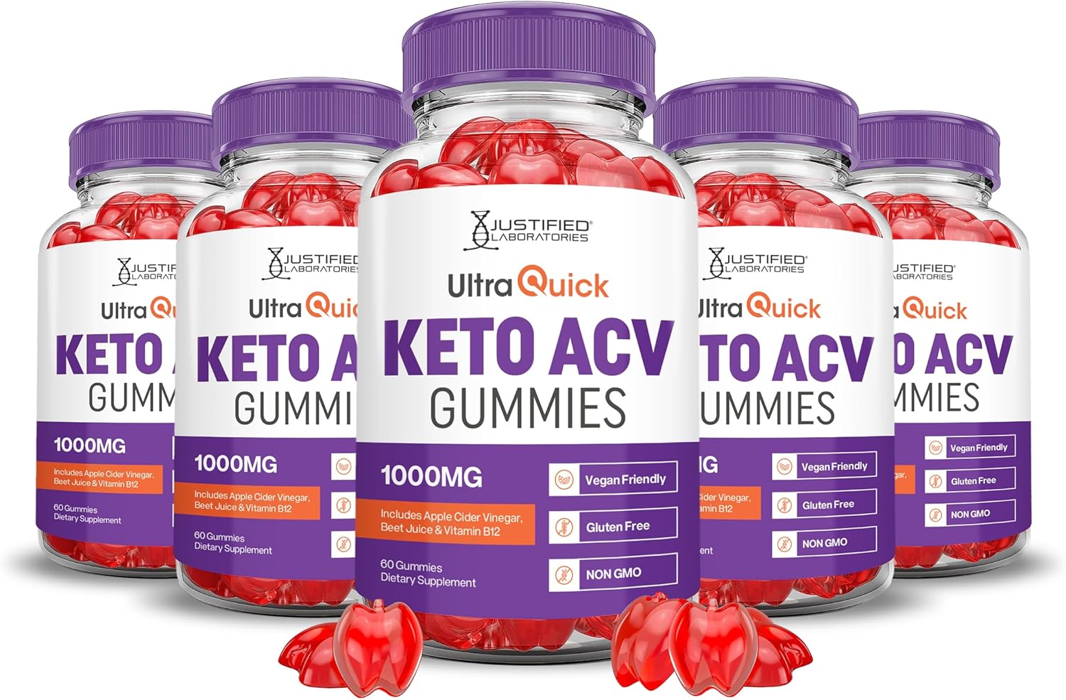 5 Pack Ultra Quick Keto ACV Gummies - 1000MG Advanced Formula with Pomegranate Beet Juice Powder - B12 Vegan Non GMO