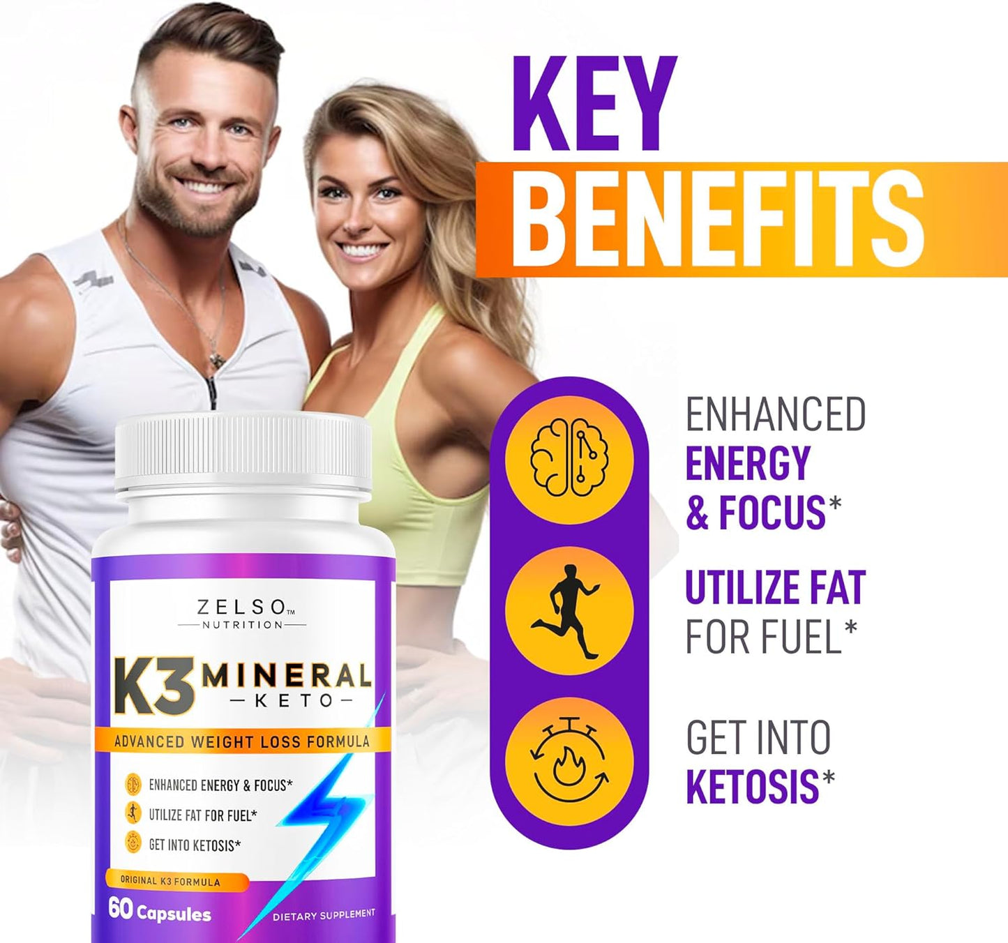 5 Pack ZELSO K3 Mineral Slimming Formula Pills for Women and Men - K3 Salt Mineral Capsules for Keto Slimming Formula - 5 Months Supply of Vitamin + K3 Supplement