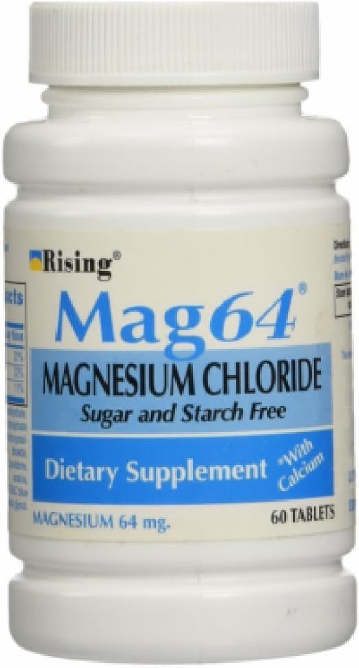 5 Packs of Rising Mag64 Magnesium Chloride with Calcium Tablets - 60 Count per Pack