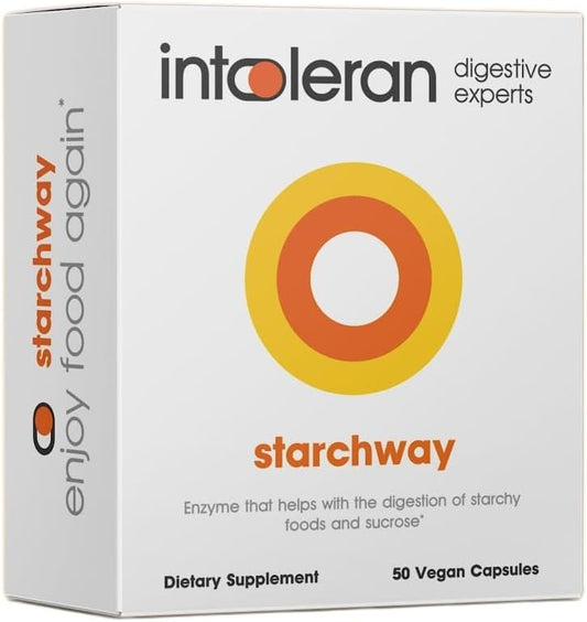 50 Capsules of Starchway Digestive Enzymes for Starch & Sucrose Intolerance - Supports Digestion of Sugars & Starchy Foods with Invertase & Gluco-Amylase Enzymes - Vegan & Low FODMAP