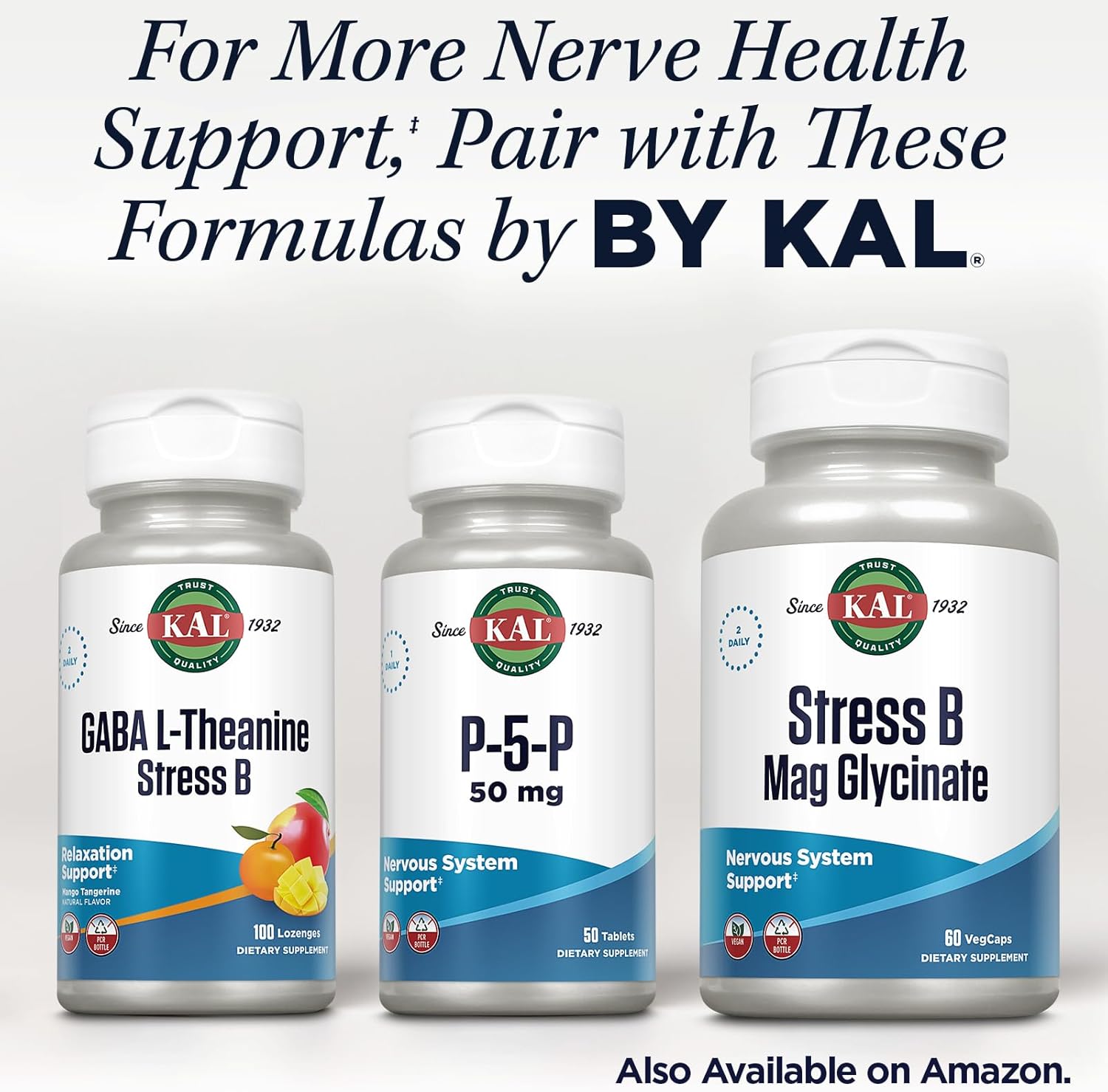 50 Count KAL 50 Mg B-6 Pyridoxal-5-Phosphate Tablets for Enhanced Absorption