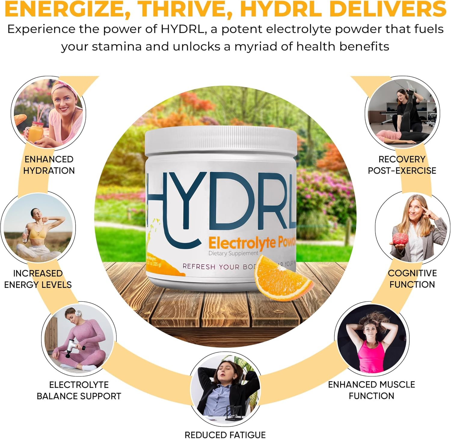 50-Day Supply of HYDRL Mandarin Orange Electrolyte Hydration Powder for Keto - Low Carb Carnivore Drink Mix with Potassium - Electrolyte Recovery Drink to Prevent Leg Cramps