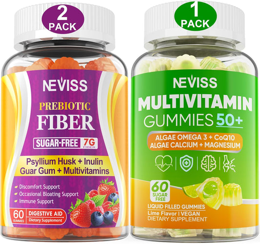 50+ Men's and Women's Multivitamin with Prebiotic Fiber Bundle - 3 Pack
