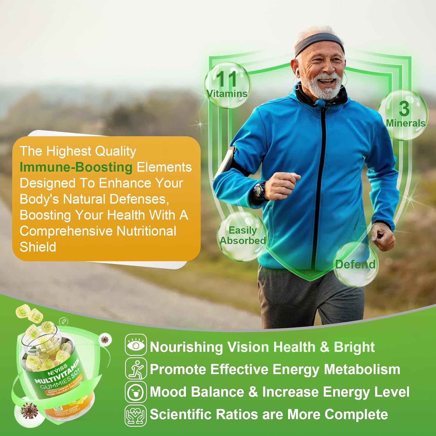 50+ Men's and Women's Multivitamin with Prebiotic Fiber Bundle - 3 Pack
