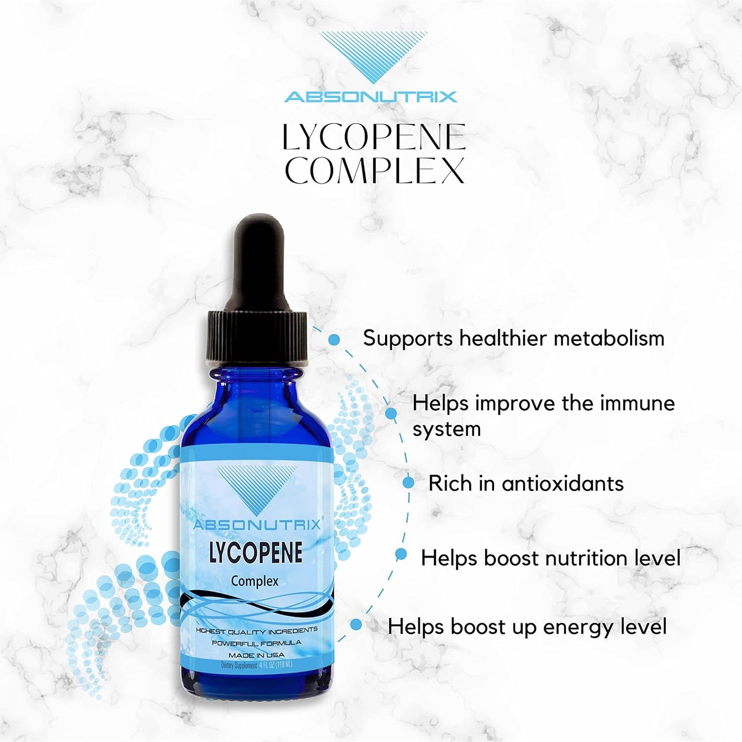 50 mg Absonutrix Lycopene Complex - 4 Oz Bottle, 200 Servings, Third-Party Tested, Pure Ingredients, Quick Absorption, GMP-Certified, Non-GMO, Cruelty-Free, USA-Made