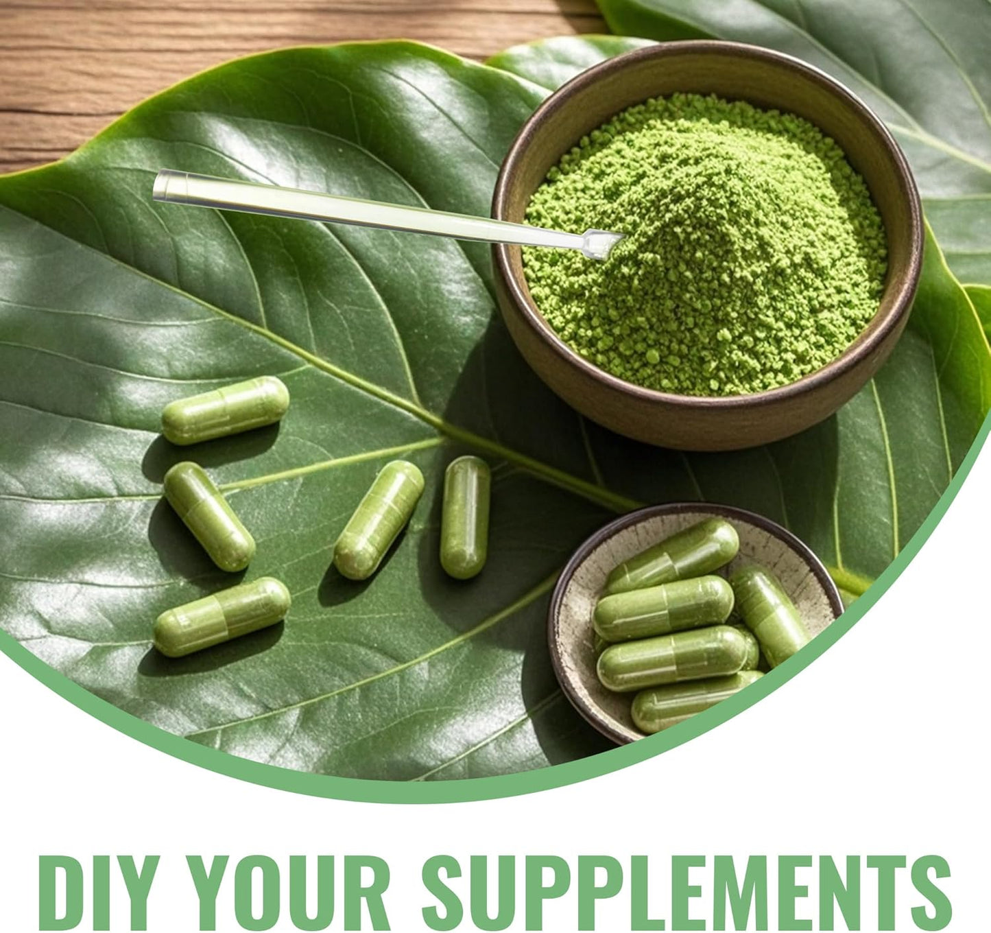 500 Count Empty Vegan Capsules with Micro Spoons for Powders - Vegetarian Pill Capsules for Supplements