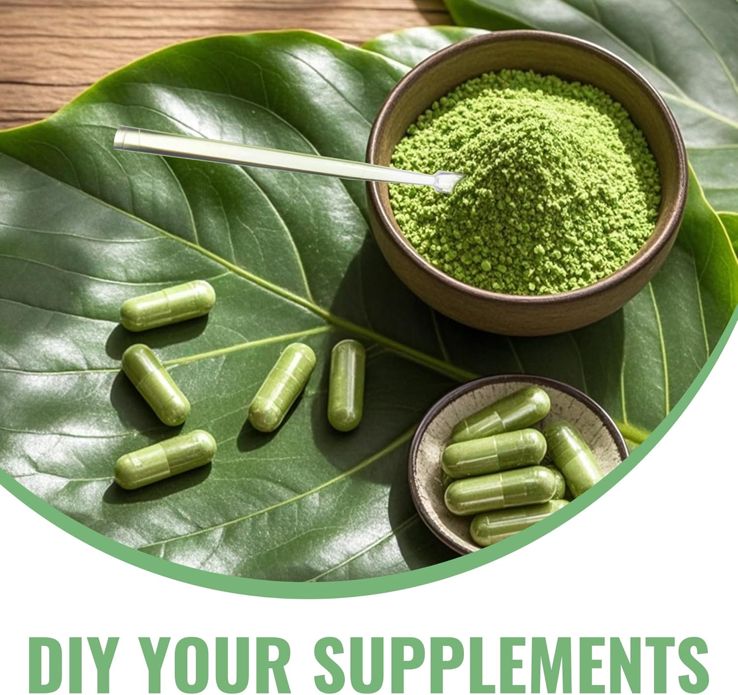 500 Count Empty Vegan Capsules with Micro Spoons for Powders - Vegetarian Pill Capsules for Supplements